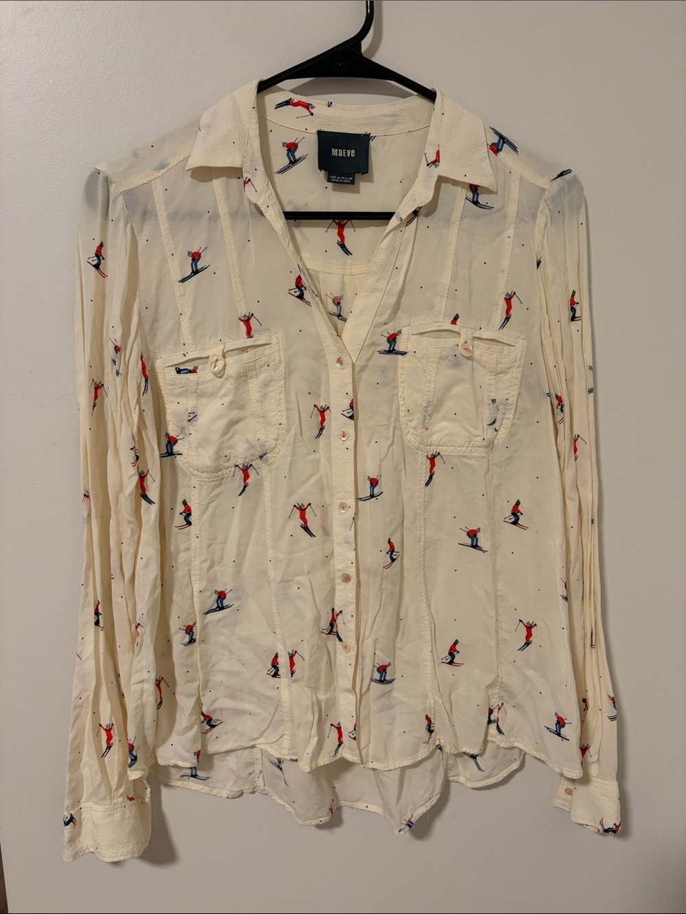 Maeve by Anthropologie Apres-Ski Print Shirt Size 6
